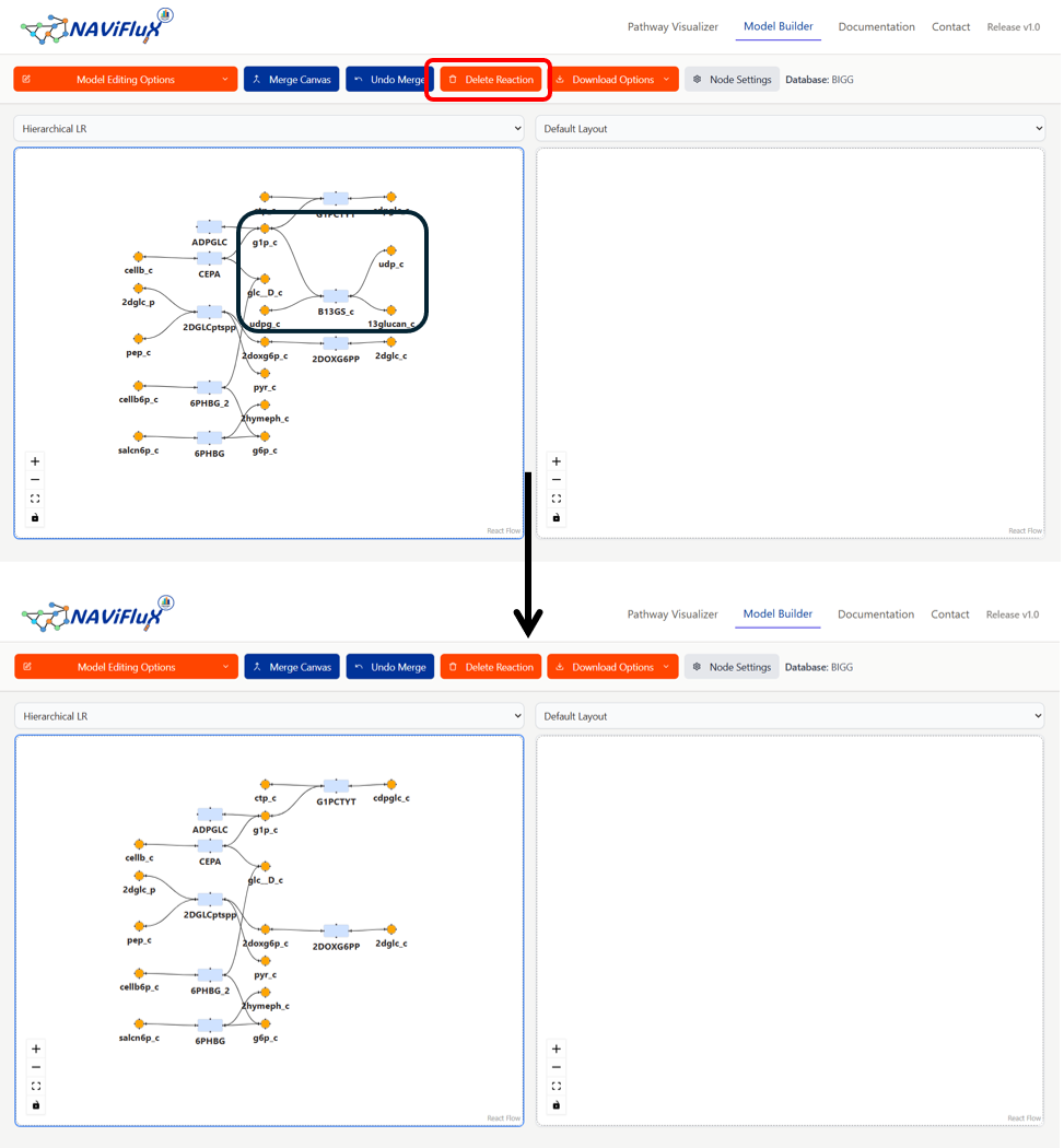 Show where the delete reaction button is